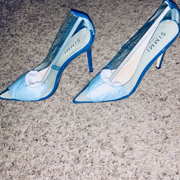 Blue Clear Stiletto Court Shoes - Picture 4 of 4